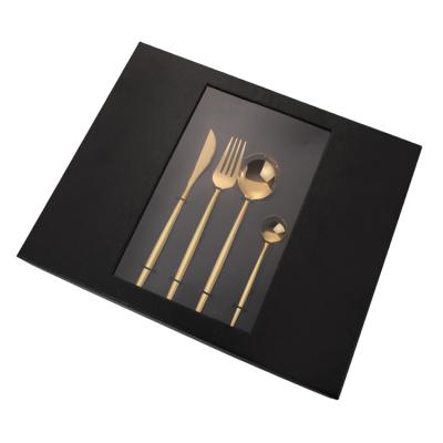 China Sustainable Luxury Wedding Gift 24 Pieces Metal Gold Silver Knife Fork Spoons Set Stainless Steel Dinnerware Set Dinnerware for sale