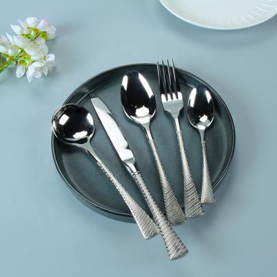 China Modern Luxury Wedding Event Spoon Forks and Knives Set Cutlery Stainless Steel Flatware Silverware Set for sale