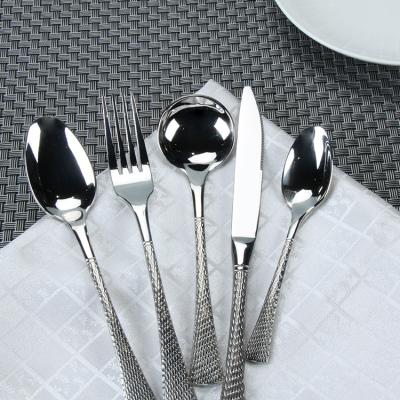 China Viable Luxury Wedding Kitchen Knife Fork Spoon Silver Plated Cutlery Set Stainless Steel Flatware for sale