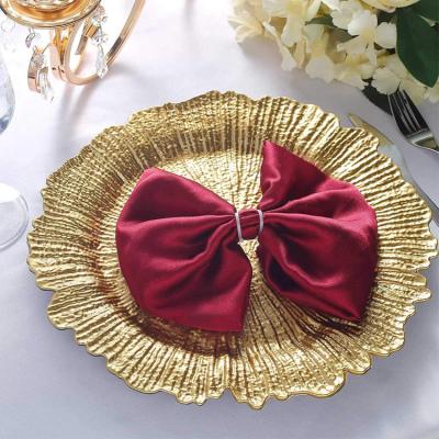 China Sustainable Hot Selling Luxury Wedding Decoration Plastic Gold Sunflower Hotel Party Tray Plate for sale