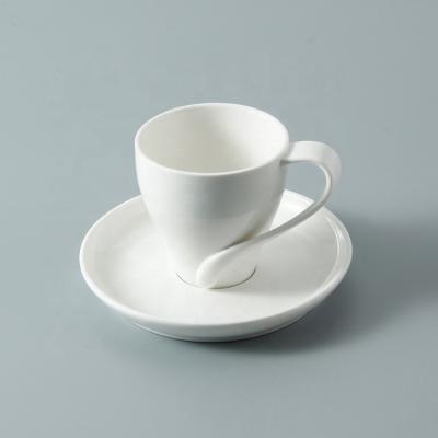 China Wholesale Viable Modern Simple White Ceramic Porcelain Cappuccino Coffee Tea Cup And Saucer for sale