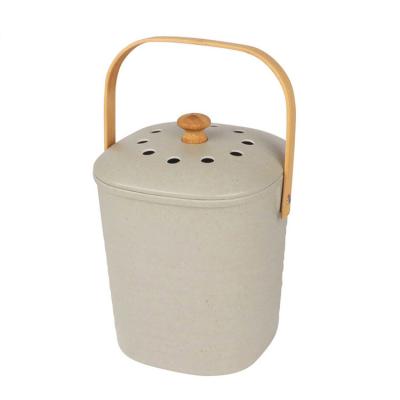 China New Fiber 3.3l Composter Kitchen Sustainable Bamboo Food Waste Bin Bamboo Fiber Compost Bin for sale