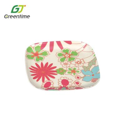 China Disposable Customized Printing Plastic Kitchen Melamine Plates Dinner Plate Square Bamboo Fiber Dish for sale