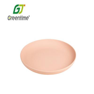 China New Type Sale Disposable Well Low Price Guaranteed Pink Fiber Dinner Round Bamboo Style Fashion Dishes for sale