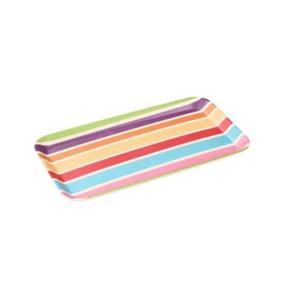 China Serving Tray Wholesale Rectangular Bamboo Fiber Serving Trays Fast Food Tray With Colorful Non-slip Pattern for sale