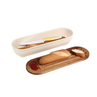 China Freshness preservation Eco nature bamboo fiber storage baguette box with bread bamboo chopping cutting board for sale