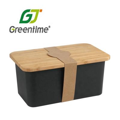 China Wholesale Durable Bamboo Fiber Bread Box With Bamboo Lid For Kitchen Countertop Bamboo Bread Bin for sale