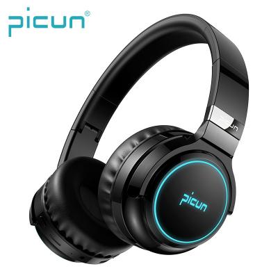 China Picun B26 Headband On Ear RGB Light Stereo Bass TF Card Bluetooth Headset Foldable Led Radio for sale