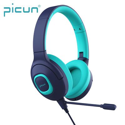 China Anti-violent Headband Picun Q5 Wire 93db Volume Limit Kids Earphone Braided Smart Headset for sale