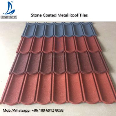 China Metal Roofing Sheets Stone Coated Terracotta Red Coating Steel Roof Tile Prices for sale