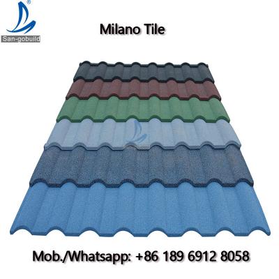 China San-gobuild Storm Resistance 0.4 mm Milano Tile Zinc Aluminum Corrugated Roofing Sheet for Nigeria for sale