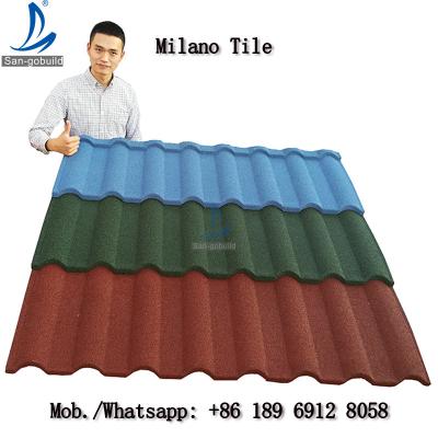 China Sangobuild Milano Types Roof Tile Brick Red Color Stone Coated Roof Tiles In Philippines for sale