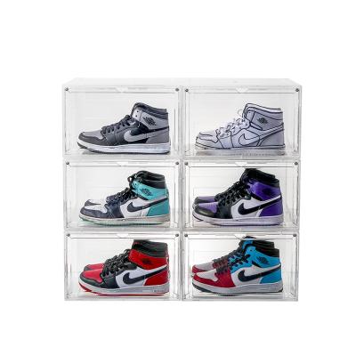 China Durable Clear Plastic Stackable Shoe Boxes Large Custom Drop Front Shoe Boxes for sale