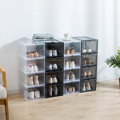 China Hot Amazon Shoes Containers Shoe Storage Box Magnetic Shoe Organizer Plastic Viable Storage Box for sale