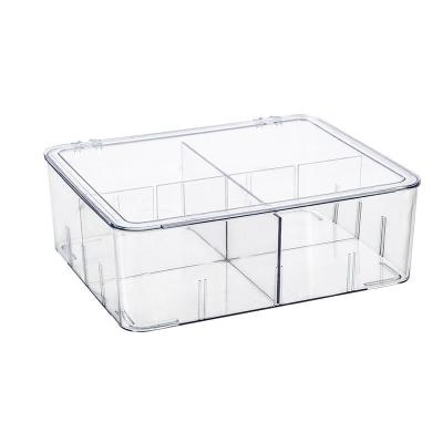 China Sustainable Clear Storage Box And Grilling Style Home Modern Design 4 Stackable Trash Can Set Transparent Storage Box for sale