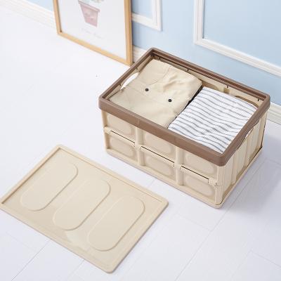 China Durable Collapsible Goods Box Hi Quality Plastic Stackable Foldable Storage Box With Lid Folding Storage Bins for sale