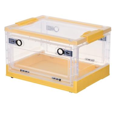 China New Viable Rectangle Transparent Storage Box With Hole Storage Organizer Shoe Box Collapsible Cloth Storage Box for sale