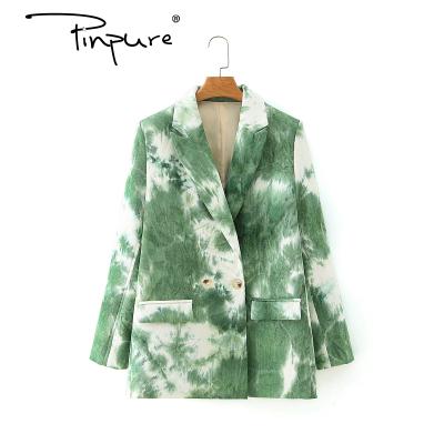 China R50692S 2020 viable fashion jacket cotton blazer red and green tie-dye suit jacket female for sale