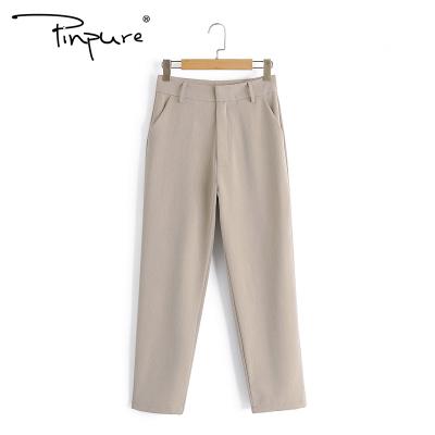 China R50747S 2020 Selling OEM Service Hot Beige Viable Wide Leg Rayon Elastic Pants Women's Casual Pants for sale