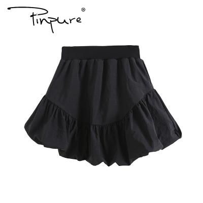 China R50206S Soft Plus Size Princess High Waist Skirts Blue Flower Bottom Pleats Vintage Pleated Ins Skirts for sale