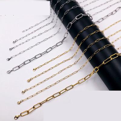 China High Shiny Polished Stainless Steel 18k Gold Trombone Chain Link Necklace Tasty Link Chain Layered Necklace For Women Girls for sale