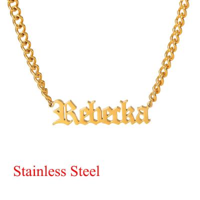 China TRENDY Stainless Steel Jewelry 18K Gold Plated Nameplate Necklace Customized Jewelry Custom Name Necklace Personalized Gift For Women for sale