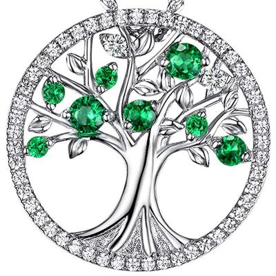 China Sparkling Zircon Wedding High Quality FASHIONABLE CZ Neckl Jewelry Engagement Jewelry Green Life Tree Brass Pendant Necklace Design for sale