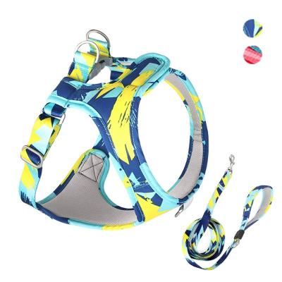 China Sustainable Dog Cat Harness Adjustable Vest Walking Lead Leash For Puppy Dogs Collar Polyester Mesh Harness For Small Medium Dog Cat Pet for sale