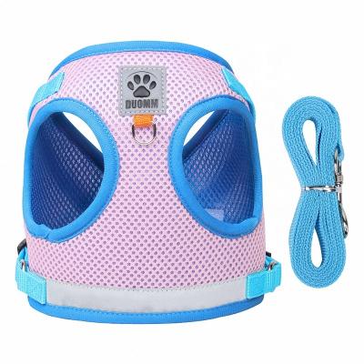 China Sustainable Pet Vest Harness Leash Set Reflective Safety Dog Chest Strap Pug Chihuahua Bulldog Harness Puppy Training Walking Straps for sale