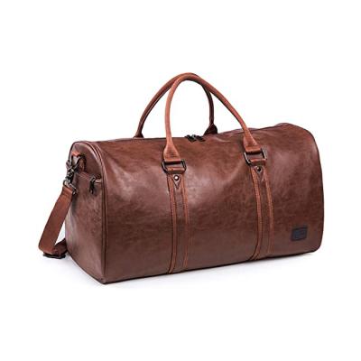 China PU Leather Travel Bag With Shoe Pocket Waterproof Overnight Bag Large Carry On Duffel Bag For Women Men for sale