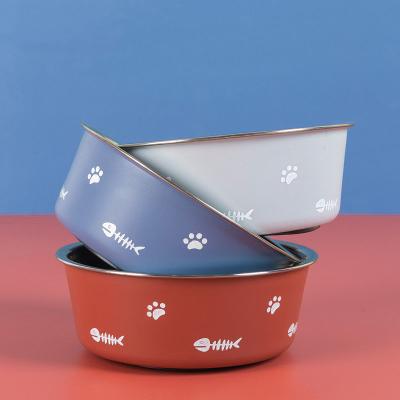 China New Sustainable Double Thickened Pet Bowls Feeders Non-Slip Dog Bowl Stainless Steel for sale