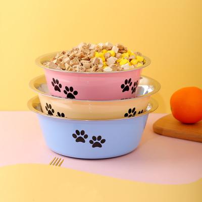 China Sustainable Medium And Large Stainless Steel Dog Feeding Bowl Silicone Spill Dog Bowl for sale