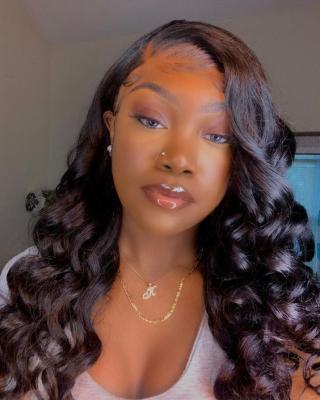 China 100% Lace Frontal Wig Glueless Super Thin Swiss Lace Wig 13x4 Mink Raw Hair Brazilian Loose Hair Borui Baby Hair Front Wig Bleached Knots With For Black Women for sale