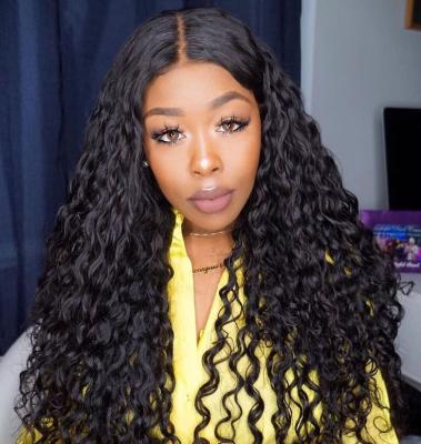 China Lace Front Wigs Baby Hair Virgin Hair Water Wave Lace Closure Wig Glueless Wig 250% Density Customized 100% Wigs Bleached Knots With 4x4 Acceptable for sale