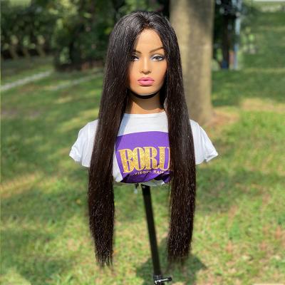 China Popular Borui With Color Box 180% And 250% Density Woman Dyed And Bleached Straight Hair HD 5x5 100% Lace Closure Wig BRHDSTWCWXX002 for sale