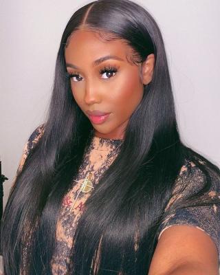 China No tangle no shed fashion wig 180% and 250% density HD 13x6 lace front Indian human hair straight super virgin lace front wig for sale