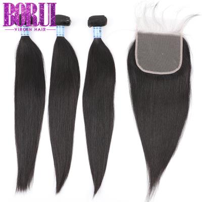 China Silky Straight Wave Borui 12a Grade Hair Bundles With Lace , 12a Mink Hair Bundles And HD Closure for sale