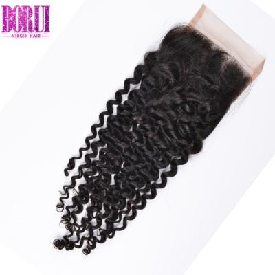 China 100% Natural Black Virgin Hair Wave 4*4 Lace Closure Human Deep Invisible Brazilian Virgin Hair Cuticle Lined Closures Wholesale Seller for sale