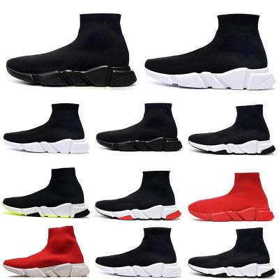 China Breathable Sock Shoe Speed ​​2.0 Trainers Knitted Casual Sneakers High Soft Cut Socks Pack Balensiagas Mens Womens Black Tennis 36-45 for sale