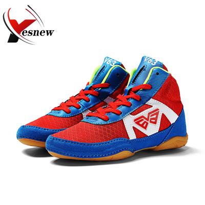 China Professional Mesh Suede Microfiber Weightlifting Shoes Mesh Suede Microfiber Red Sapphire Seakers Youth Training Wrestling Blue Color Shoes for sale