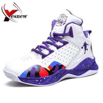 China Customized Kids Basketball Rubber Sneakers Leather Upper Air Cushion Sports Shoes Casual Breathable Running Boys And Girls for sale