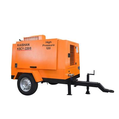 China KAISHAN KSCY-220/8 185 cfm diesel engine lubricated portable screw air compressor for sale