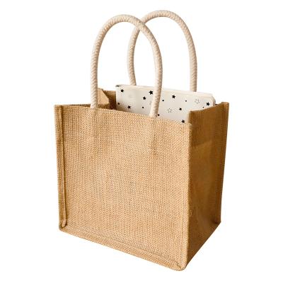 China Custom Printed Natural Burlap Handled Eco Carry Shopping Jute Tote Bag Reusable Supply for sale