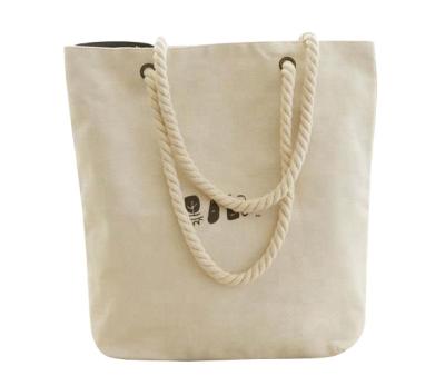 China Rope Handles OEM Shoulder Supermarket Customer Shopping Bag Beach Bag Cotton Canvas Tote Bag With Rope Handle for sale