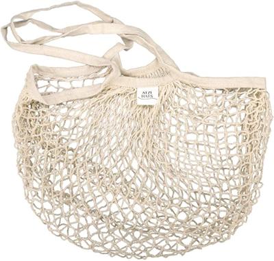 China Reusable Cotton Mesh Produce Tote Bag Rope Handle Grocery Bag Fruit Net Shopping Bags for sale