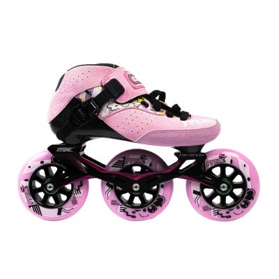 China High-elastic Children's Speed ​​Roller Shoes Pink Carbon Fiber Roller Skates Active Sports Kids Three-in-one Insole Wear-resistant for sale