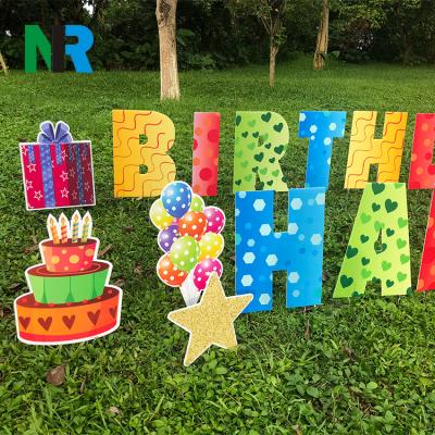 China Light Happy Birthday Letters The Yard Sign With Stakes for sale