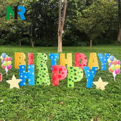 China Eco-Friendly Every Season Lawn Yard Decorations Outdoor Signs For Happy Birthday for sale