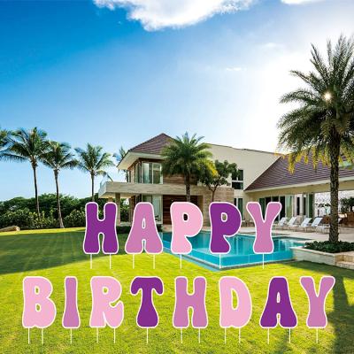 China Eco-Friendly Happy Birthday Letters Yard Signs With Stakes, Happy Birthday Yard Cards for sale