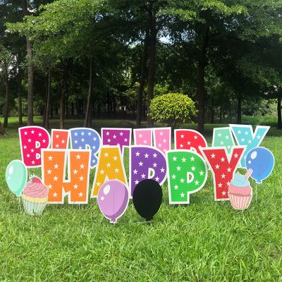 China Eco-friendly Plastic Happy Birthday Lawn Sign Letter Yard Signs for sale